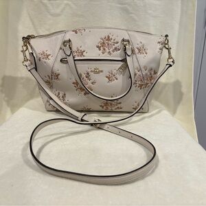 Coach Prairie Beige Floral Satchel Bag with Crossbody strap